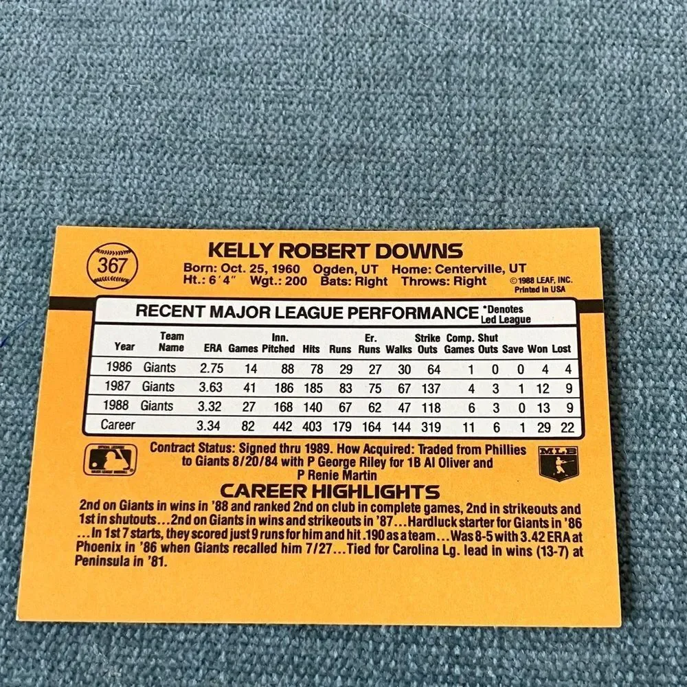1989 Donruss San Francisco Giants Baseball Card Trading Card